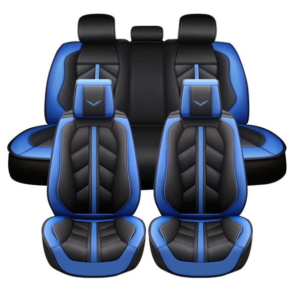 Maidao Car Seat Covers Leather Full Set for lincoln for MKX 2006-2015 5 Seats Compatible Airbag Waterproof Front Rear Cushion Protector Blue