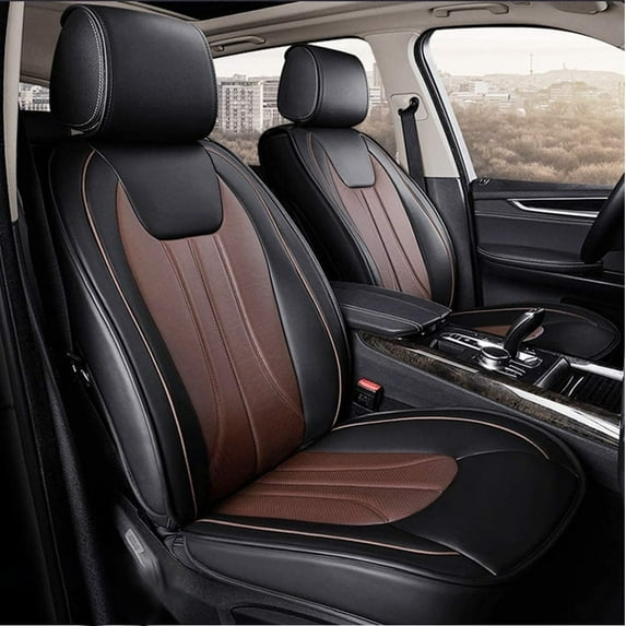 Maidao Car Seat Covers Leather Full Set for toyota for Corolla Hybrid 2020-Present 5 Seats Airbag Compatible Water Resistant Front Rear Cushion Protector Black and Brown