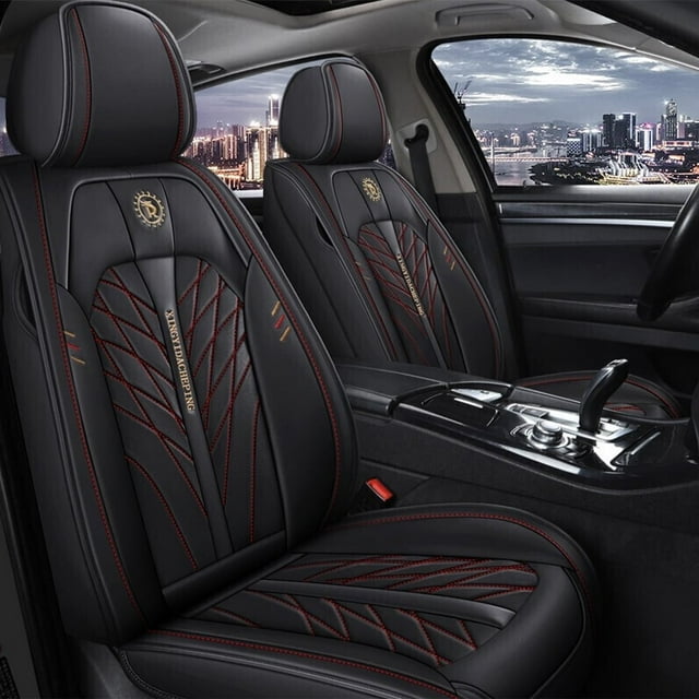 Maidao Car Seat Covers Leather for Mercedes-Benz for ML420 1998-2016 5 Seats Airbag Compatible Water Resistant Front Rear Cushion Protector Black and Red