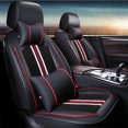 thumbnail image 1 of Maidao Car Seat Covers Leather Set for BMW for 5series 1998-2017 5 Seats Compatible Airbag Water Resistant Front Rear Cushion Protector with Headrest Black and Red, 1 of 9
