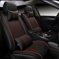 thumbnail image 1 of Maidao Car Seat Covers Leather Set for Dodge for Nitro 2007-2012 5 Seats Compatible Airbag Water Resistant Front Rear Cushion Protector with Pillow Black, 1 of 8