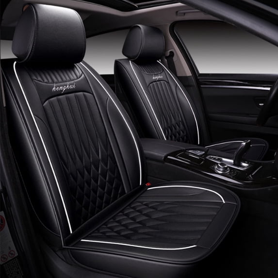 Maidao Car Seat Covers Leather Set for Jeep for Wrangler Unlimited 1986-Present 5 Seats Compatible Airbag Water Resistant Front Rear Cushion Protector Black