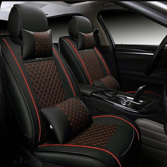 Maidao Car Seat Covers Leather Set for Mercedes-Benz for CLS220 2006-Present 5 Seats Compatible Airbag Water Resistant Front Rear Cushion Protector with Headrest Black