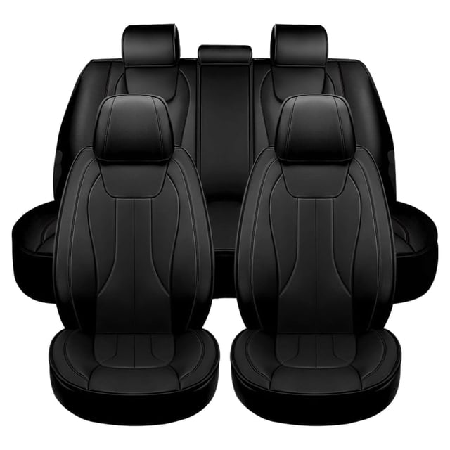 Maidao Car Seat Covers Leather Set for Mercedes-Benz for E450 2000-Present 5 Seats Airbag Compatible Water Resistant Front Rear Cushion Protector Black