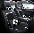 thumbnail image 1 of Maidao Car Seat Covers Leather Set Universal Airbag Compatible Waterproof Front Rear Cushion Protector Black and White, 1 of 8