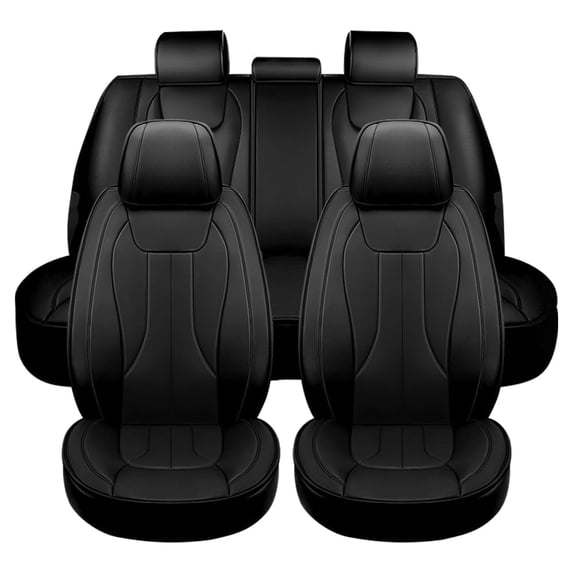 Maidao Car Seat Covers Leather Set for Audi for A6 2000-2018 5 Seats Airbag Compatible Waterproof Front Rear Cushion Protector Black