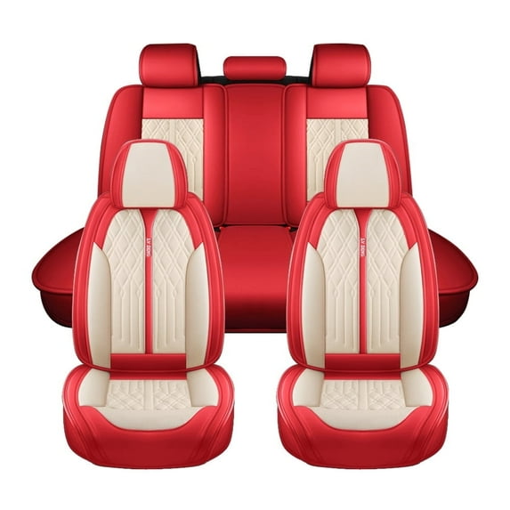 Maidao Car Seat Covers Leather Set for Citroen for C4 Aircross 2012-2017 5 Seats Waterproof Front Rear Cushion Protector Red Beige