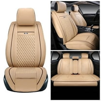 Maidao Car Seat Covers Leather Set for Great Wall for Florid 2008-2013 5 Seats Compatible Airbag Water Resistant Front Rear Cushion Protector Beige