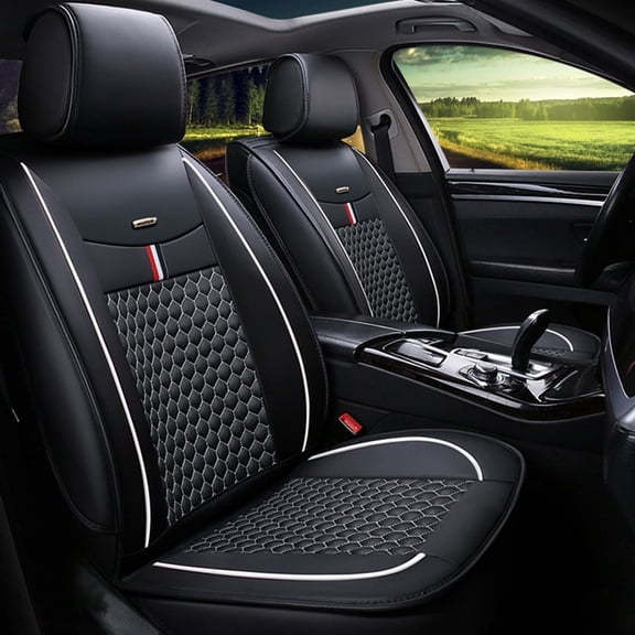 Maidao Car Seat Covers Leather Set for Haima for S7 2010-2020 Waterproof Front Rear Cushion Protector Black White
