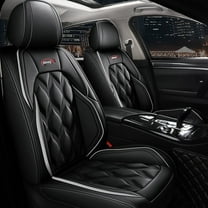 Maidao Car Seat Covers Leather Set for Haima for V70 2016-2018 5 Seats Waterproof Front Rear Cushion Protector Black and Gray