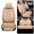 thumbnail image 1 of Maidao Car Seat Covers Leather Set for Hummer for H3 2006-2010 5 Seats Compatible Airbag Water Resistant Front Rear Cushion Protector Beige, 1 of 10