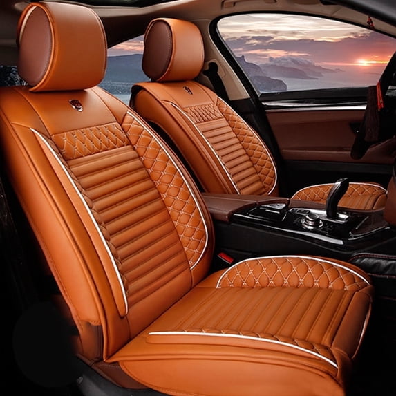 Maidao Car Seat Covers Leather Set for Hummer for H3 2006-2010 5 Seats Waterproof Front Rear Cushion Protector Cayenne yellow