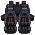 thumbnail image 1 of Maidao Car Seat Covers Leather Set for Jeep for Grand Cherokee 1992-Present 5 Seats Front Rear Cushion Protector with Headrest Black and Red, 1 of 6