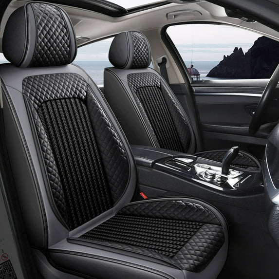 Maidao Car Seat Covers Leather Set for Jeep for Grand Wagoneer 2021-Present 5 Seats Waterproof Front Rear Cushion Protector Gray