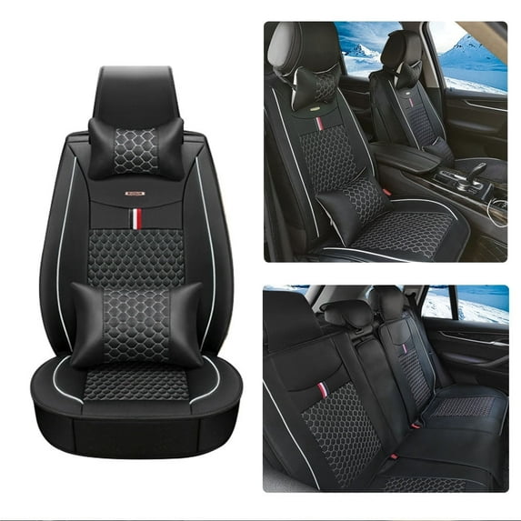 Maidao Car Seat Covers Leather Set for Lexus for US 2019-Present Compatible Airbag Waterproof Front Rear Cushion Protector with Headrest and Pillow