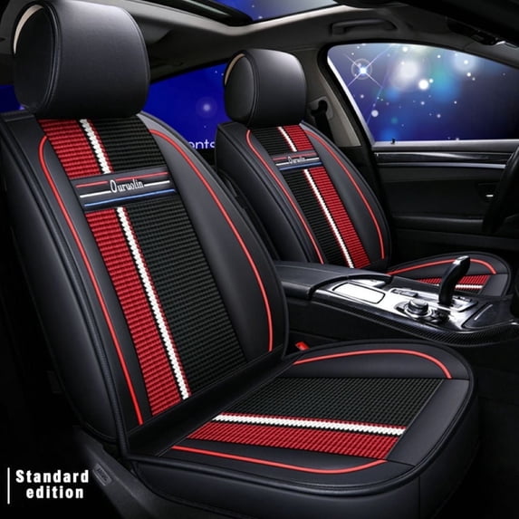 Maidao Car Seat Covers Leather Set for Mercedes-Benz for ML400 1998-2016 5 Seats Waterproof Front Rear Cushion Protector Black and Red