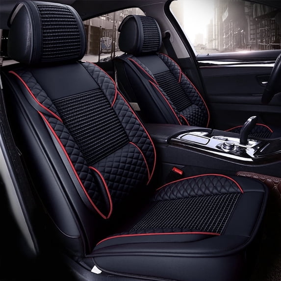 Maidao Car Seat Covers Leather Set for toyota for Avalon 2000-Present 5 Seats Compatible Airbag Water Resistant Front Rear Cushion Protector Black