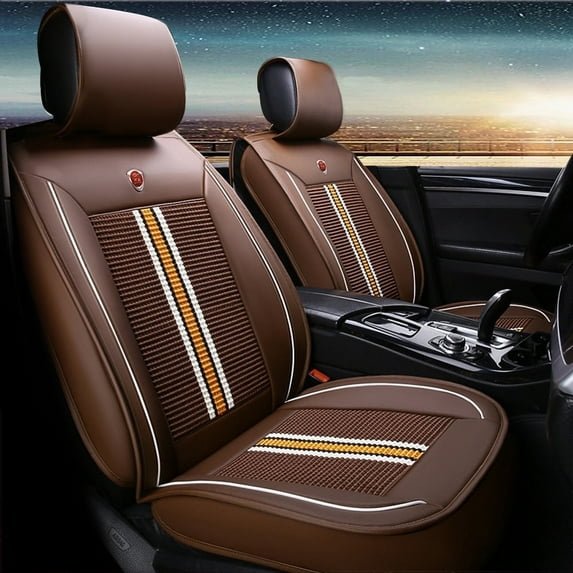 Maidao Car Seat Covers Leather for Acura for CL 1996-1999 5 Seats Water Resistant Front Rear Cushion Protector Coffee