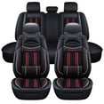 thumbnail image 1 of Maidao Car Seat Covers Leather for Haima for V70 2016-2018 5 Seats Water Resistant Front Rear Cushion Protector with Pillow Black and Red, 1 of 6