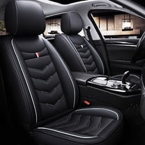 Maidao Car Seat Covers Leather for Mercedes-Benz for S550 1983-Present 5 Seats Waterproof Soft Front Rear Cushion Protector Black and White