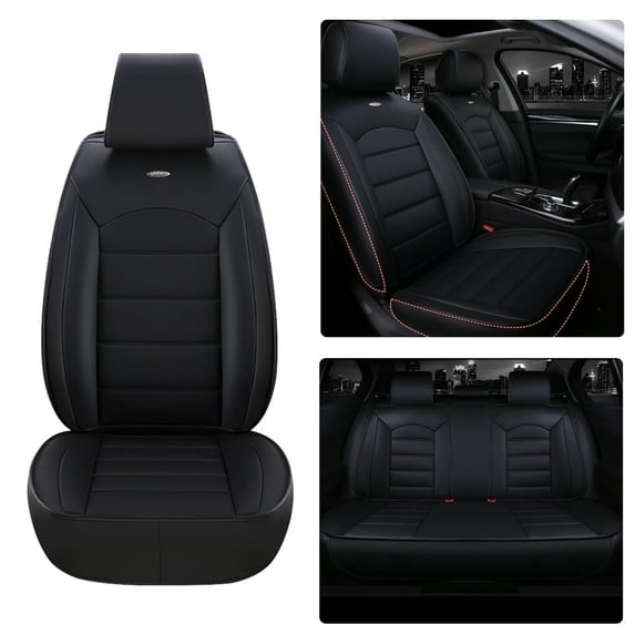 Maidao Car Seat Covers Leather for Nissan for Leaf 2011-Present 5 Seats Water Resistant Front Rear Cushion Protector Black