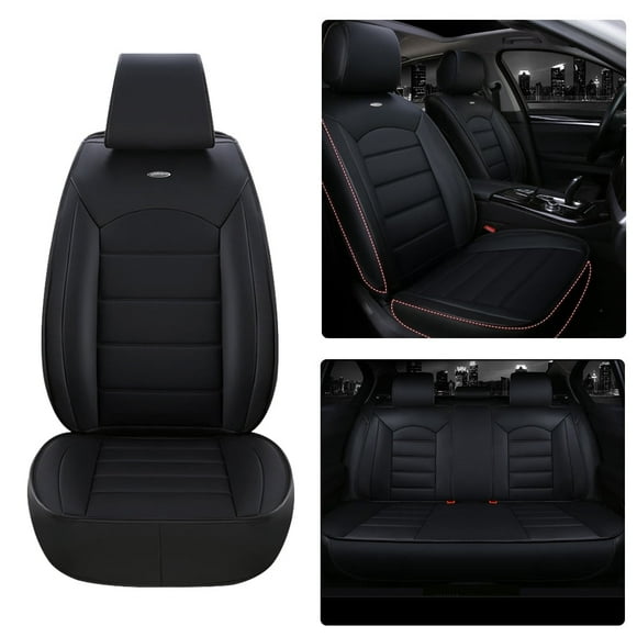 Maidao Car Seat Covers Leather for Renault for Clio/Lutecia/Euro Clio 2019-Present 5 Seats Waterproof Soft Front Rear Cushion Protector Black