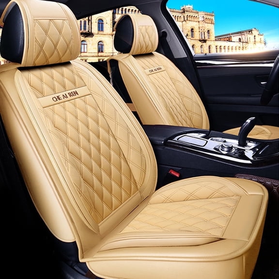 Maidao Car Seat Covers Leather for toyota for Venza 2009-2015 5 Seats Waterproof Soft Front Rear Cushion Protector Beige
