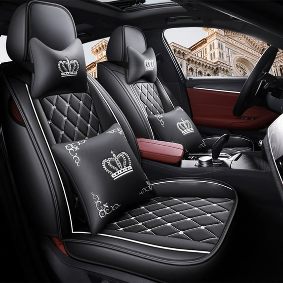 Maidao Car Seat Covers for Lexus for US 2019-Present Compatible Airbag Leather Waterproof Front Rear Cushion Protector Full Set with Headrest and Pillow