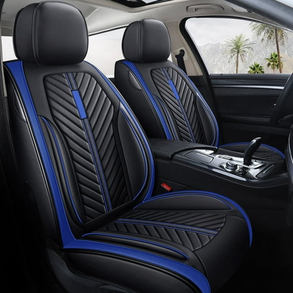 Maidao Car Seat Covers for Chevrolet for Bolt 2017-Present 5 Seats Compatible Airbag Leather Waterproof Front Rear Cushion Protector Full Set Blue