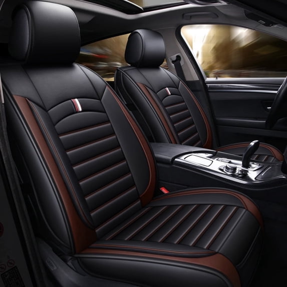 Maidao Car Seat Covers for Mercedes-Benz for S560 1983-Present 5 Seats Leather Waterproof Front Rear Cushion Protector Full Set Black and Coffee