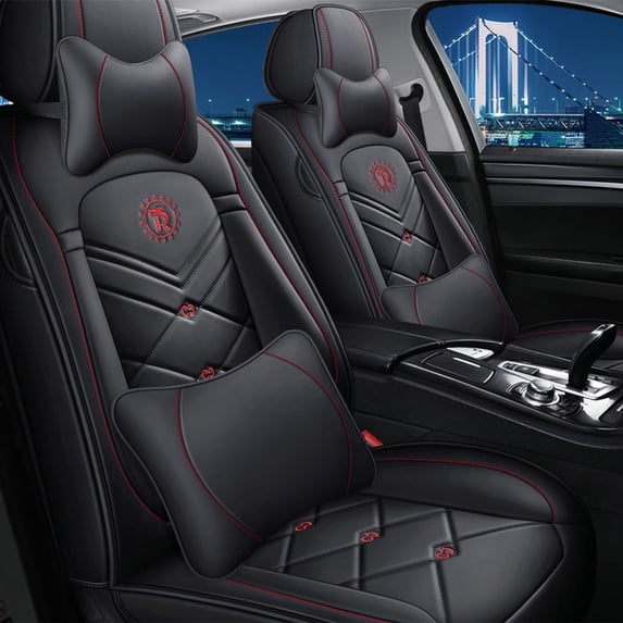 Maidao Car Seat Covers for Suzuki for Wagon R+ 1997-Present 5 Seats Leather Waterproof Front Rear Cushion Protector Full Set Black