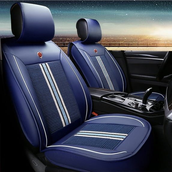 Maidao Car Seat Covers for Volvo for V60 2011-Present 5 Seats Compatible Airbag Leather Waterproof Front Rear Cushion Protector Full Set Blue