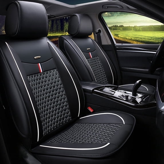 Maidao Car Seat Covers for Volvo for V70/XC70 1997-2016 Leather Waterproof Front Rear Cushion Protector Black White