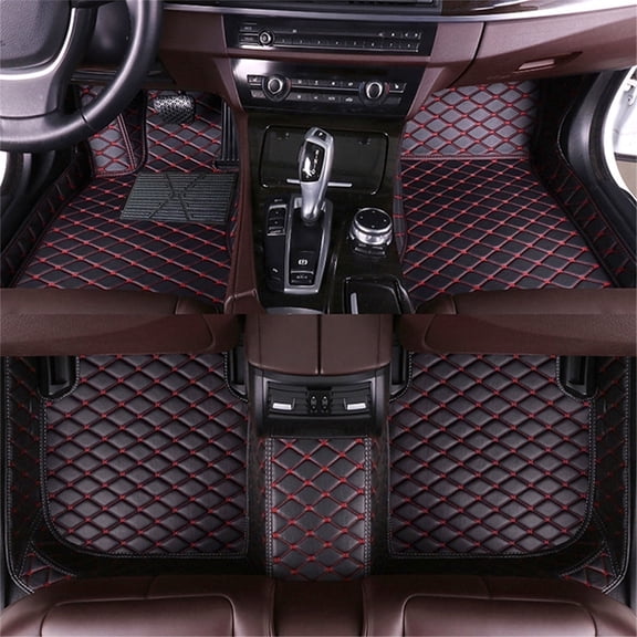 Maidao Car floor mats for Lexus for RC 20152025 Leather Full Coverage All Weather waterproof Protection Non-Slip Floor Carpet Black and Red 3pcs