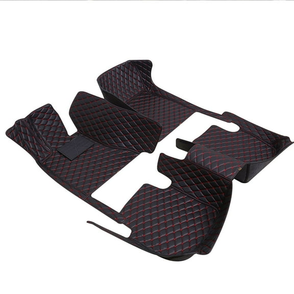 Maidao Carpeted Car Floor Mats for RC for Nissan for Altima 2008-2012 5 Seats Carpet Protection PU Leather Auto Liners All Weather Anti-Slip Black Red 3pc