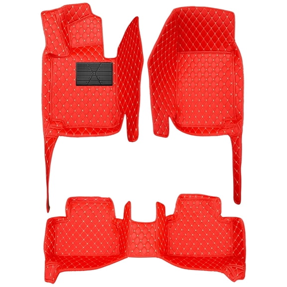 Maidao Custom Car Floor Mats Compatible with Mercedes-Benz GLC-Class AMG Sports SUV 2017-2018 Full Coverage All Weather Protection Non-Slip PU Leather R Red