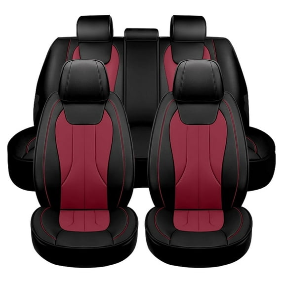 Maidao Custom Fit Avenger Car Seat Covers Leather Set for Dodge Avenger 2008-2014 Waterproof Front Rear Cushion Protector Black Red