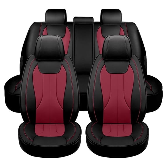 Maidao Custom Fit ML400 Car Seat Covers Full Set for Mercedes-Benz ML400 1998-2016 Waterproof Premium Leather Front and Back Seat Protectors Black Red