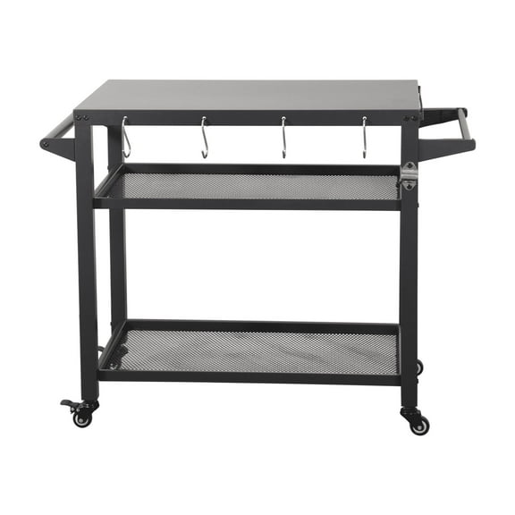 Maidao Grill Cart 3-Shelf Outdoor with Wheels Pizza Oven Table Food Prep Propane Tank Hook Stand for Blackstone Griddle BBQ
