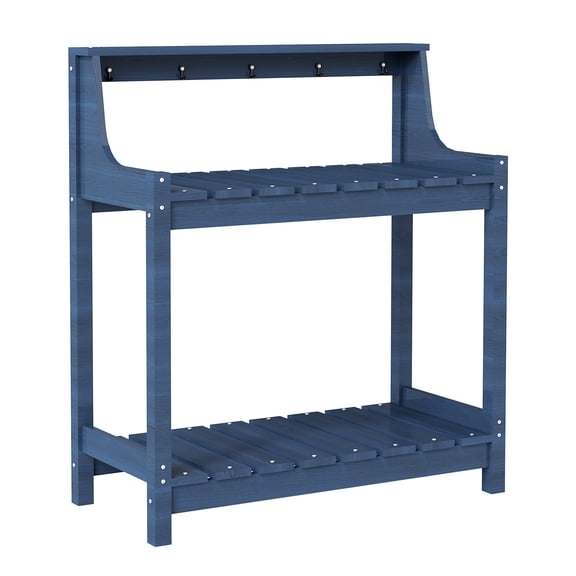 Maidao Potting Bench for Outside HDPE Garden Potting Table All Weather with Storage for Patio Backyard Garden Blue
