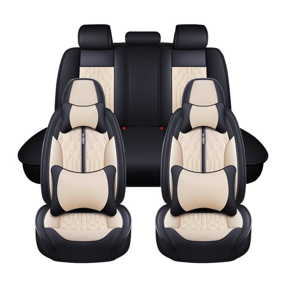 Maidao Seat Covers for Cars with Headrest Water Proof for toyota for Corolla Cross 2021-Present 5 Seats with Backrest Black Beige