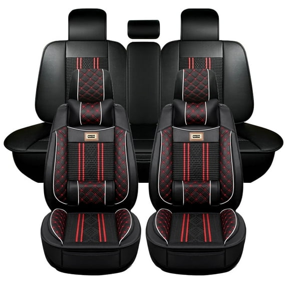 Maidao Seat Covers with Attached Pillows Water Proof for Cadillac for Escalade 1999-2000 5 Seats Front Rear Cushion Protector Black