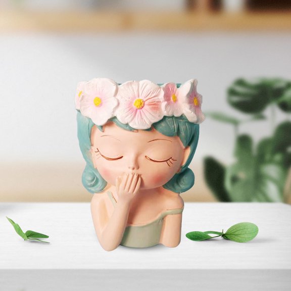Maiden Bust Planter, Flower Pot Decor Creative Ornament Art Crafts Bonsai Pot Resin Flowerpot for Birthday Gift Bedroom Bookshelf Fireplace Style B