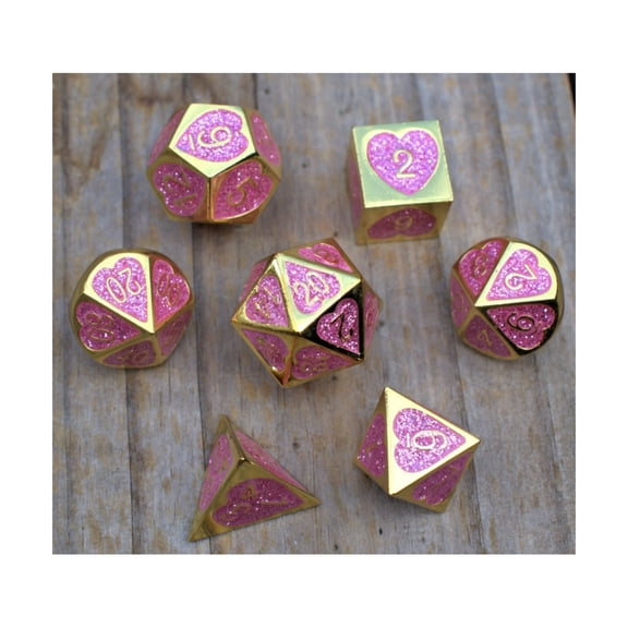 Misty Mountain Gaming Poly Set - Maiden Lillian's Heart Metal Dice (7) New