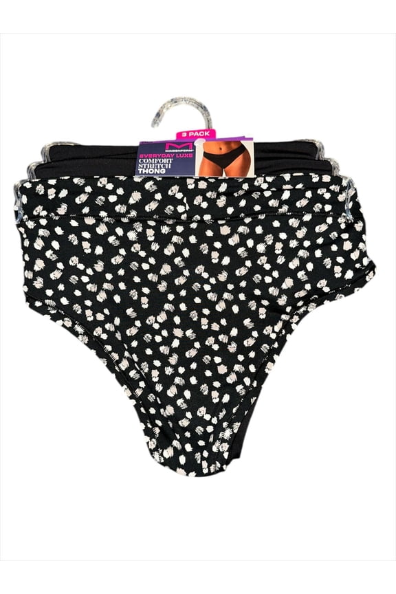 3-Pack Everyday Confort Stretch Thong Luxe High Leg Underwear, XL