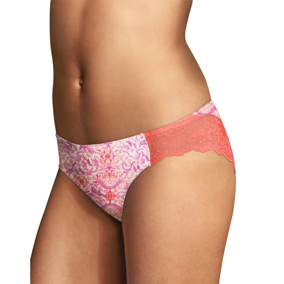 Maidenform 738994181527 Size 6 Comfort Devotion Lace Back Tanga Panty for Women, Coral Punch