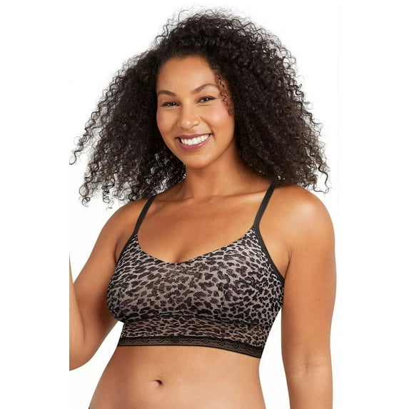 Maidenform All-Over Lace Longline Wirefree Crop Tank Top Style Bralette Sexy Underwear for Women, Zippy Animal, Small