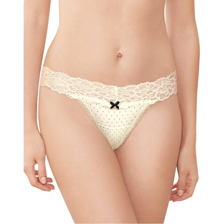 Maidenform All-Over Lace Thong Pearl Black Pin Dot/Pearl 7 Women's