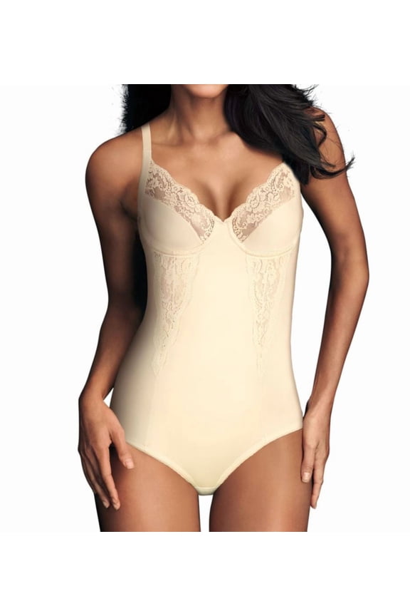 Women's Maidenform 1456 Flexees Unlined Cup Built-In Bra Body Shaper (Buttercream 36D)