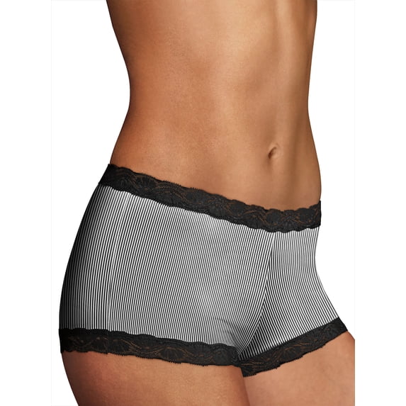 Maidenform Boyshort One Fab Fit Microfiber Womens Underwear With Lace Stretch Full Coverage sz 5-9 40760
